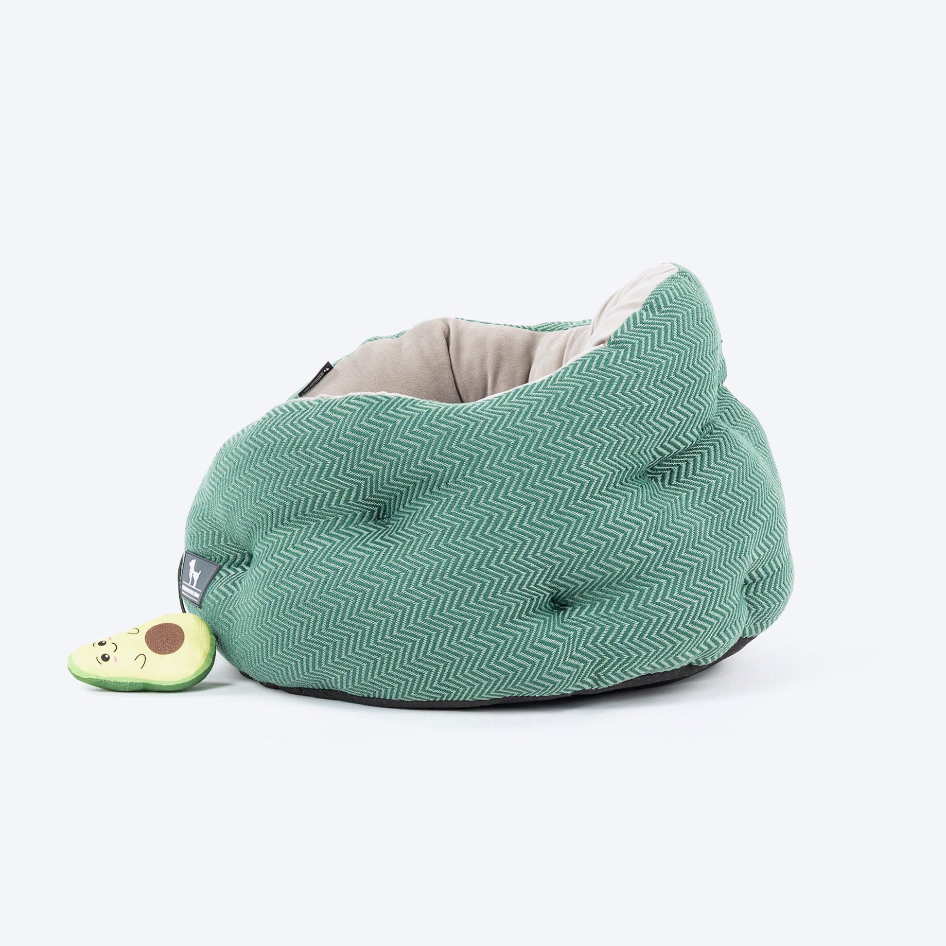 HUFT Purrfect Perch Bed With Avocado Plush Toy For Cats & Puppy - Green & Grey - Heads Up For Tails