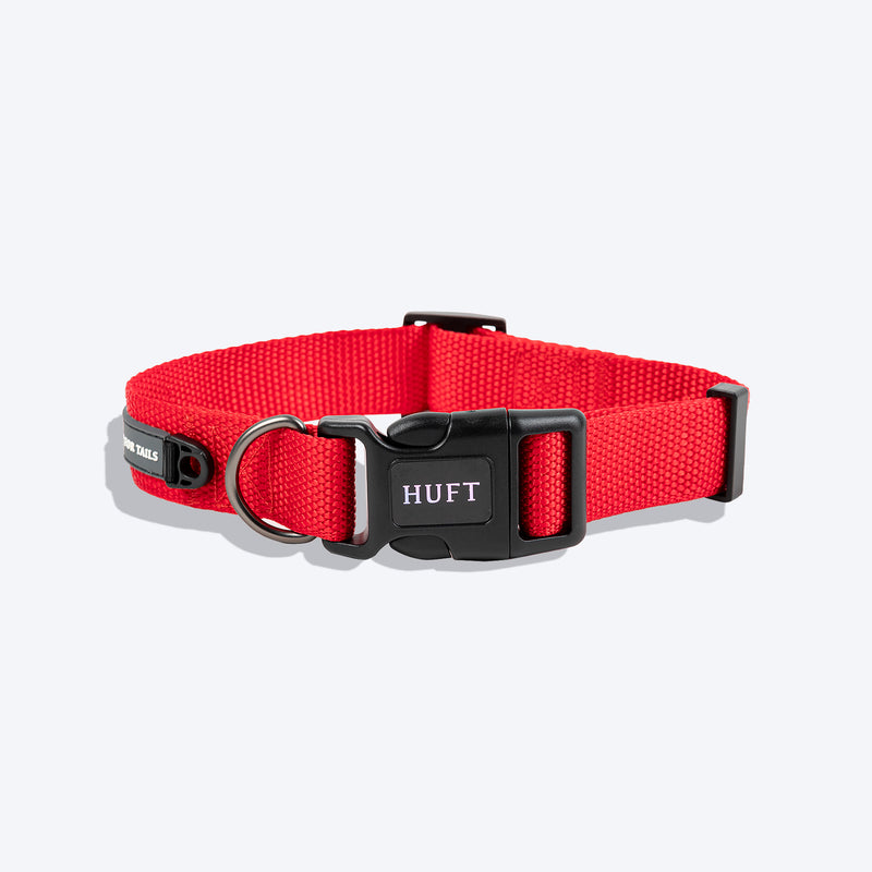 HUFT Basics Dog Collar & Leash Set - Crimson Red - Heads Up For Tails