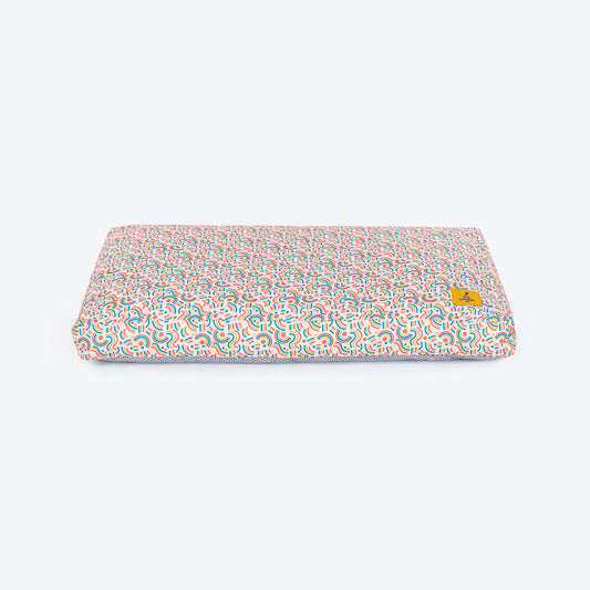TLC Abstract Doodle Flat Haven Bed For Dog - Beige - Heads Up For Tails