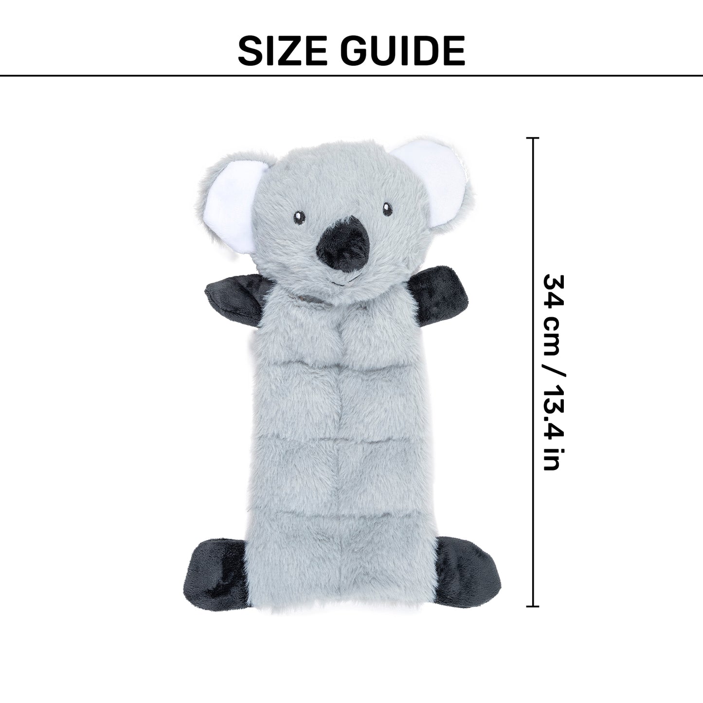 HUFT Kool Koala Squeaky Plush Toy For Dog - Grey - Heads Up For Tails