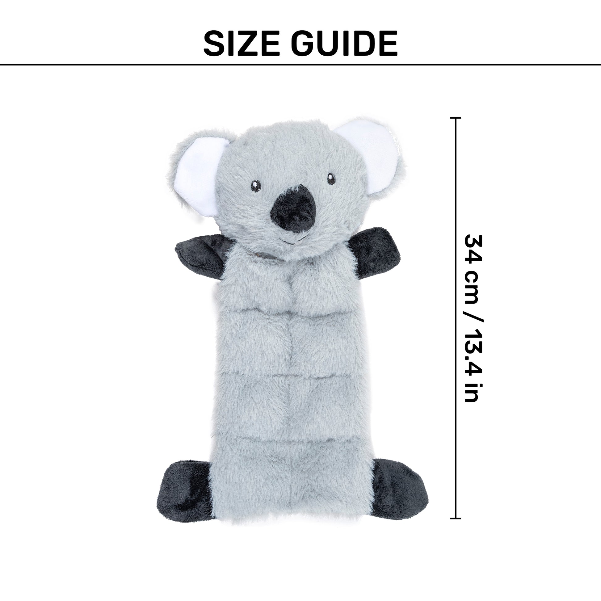 HUFT Kool Koala Squeaky Plush Toy For Dog - Grey - Heads Up For Tails