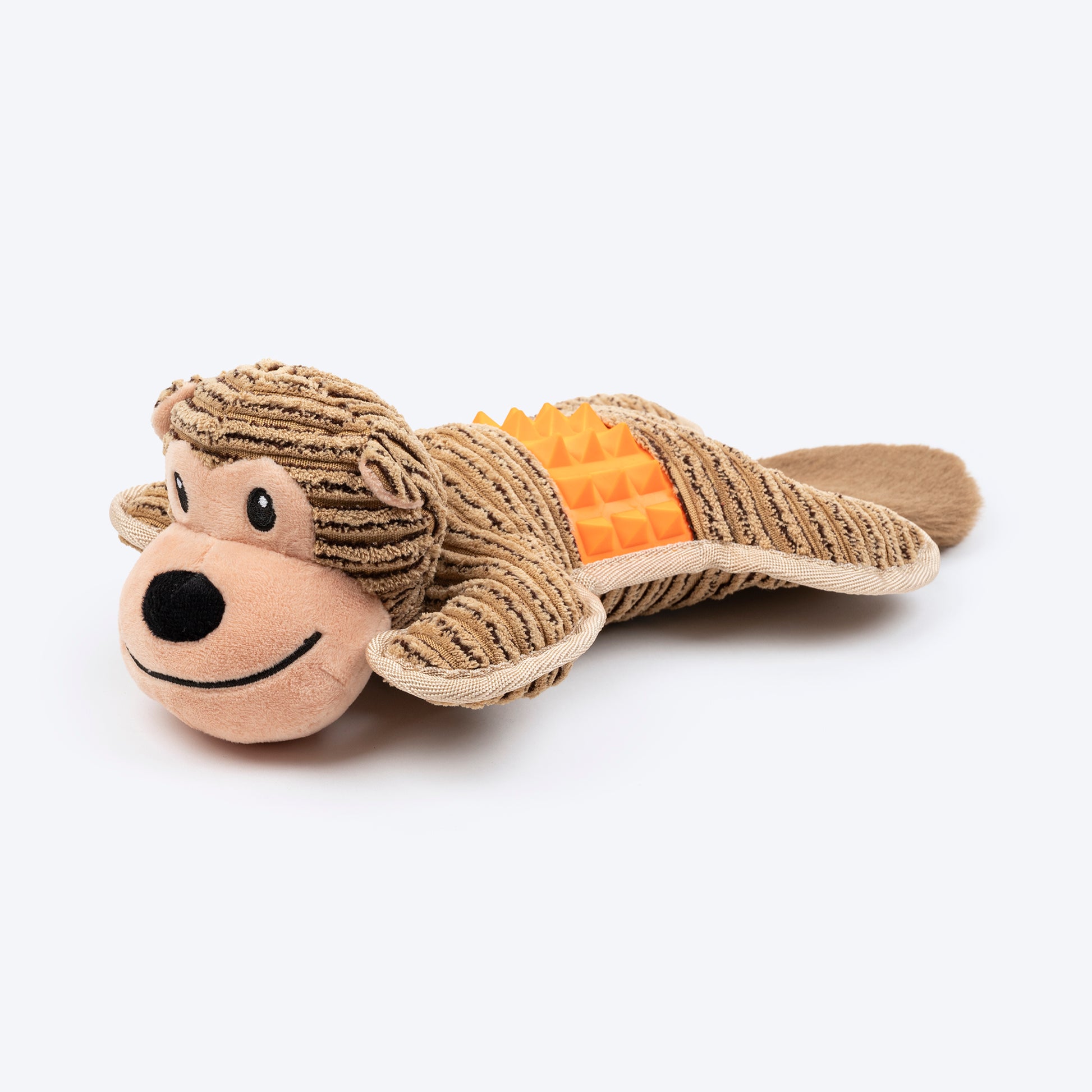 HUFT Chimpster Chew & Cuddle Squeaky Plush Toy For Dog - Tan - Heads Up For Tails