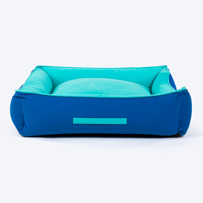 HUFT Classic Lounger Dog Bed - Blue & Turquoise - Heads Up For Tails