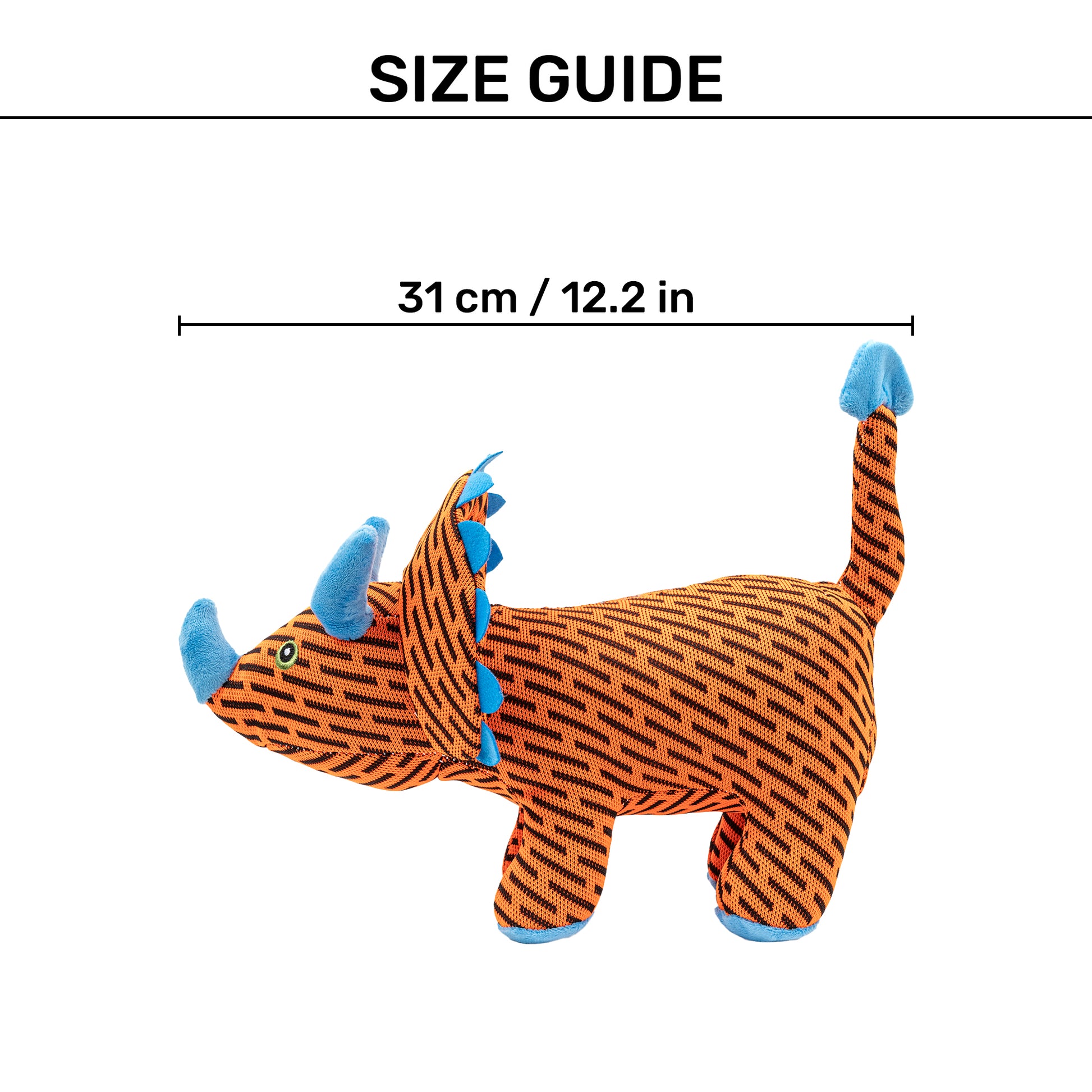 HUFT Wagosaurus Squeaky Plush Toy For Dog - Orange - Heads Up For Tails