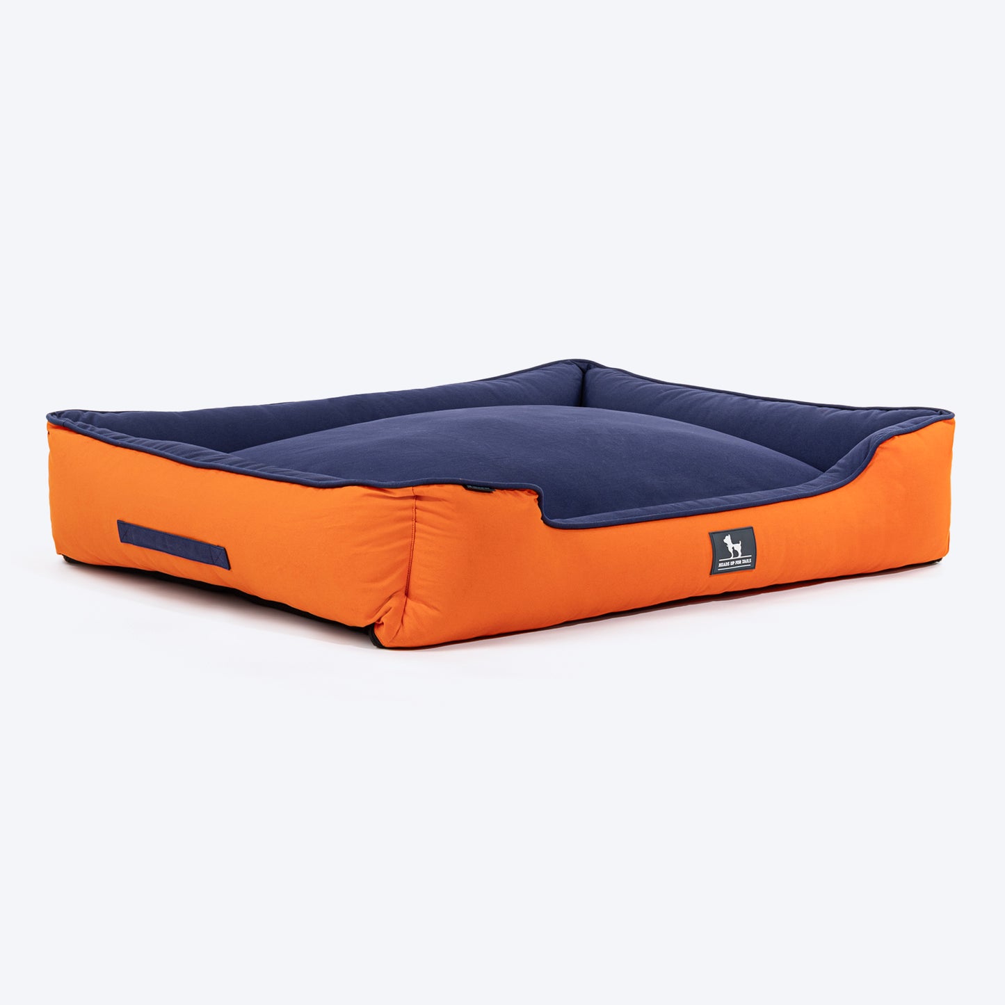HUFT Classic Lounger Dog Bed - Orange & Blue - Heads Up For Tails