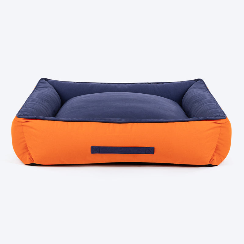 HUFT Classic Lounger Dog Bed - Orange & Blue - Heads Up For Tails