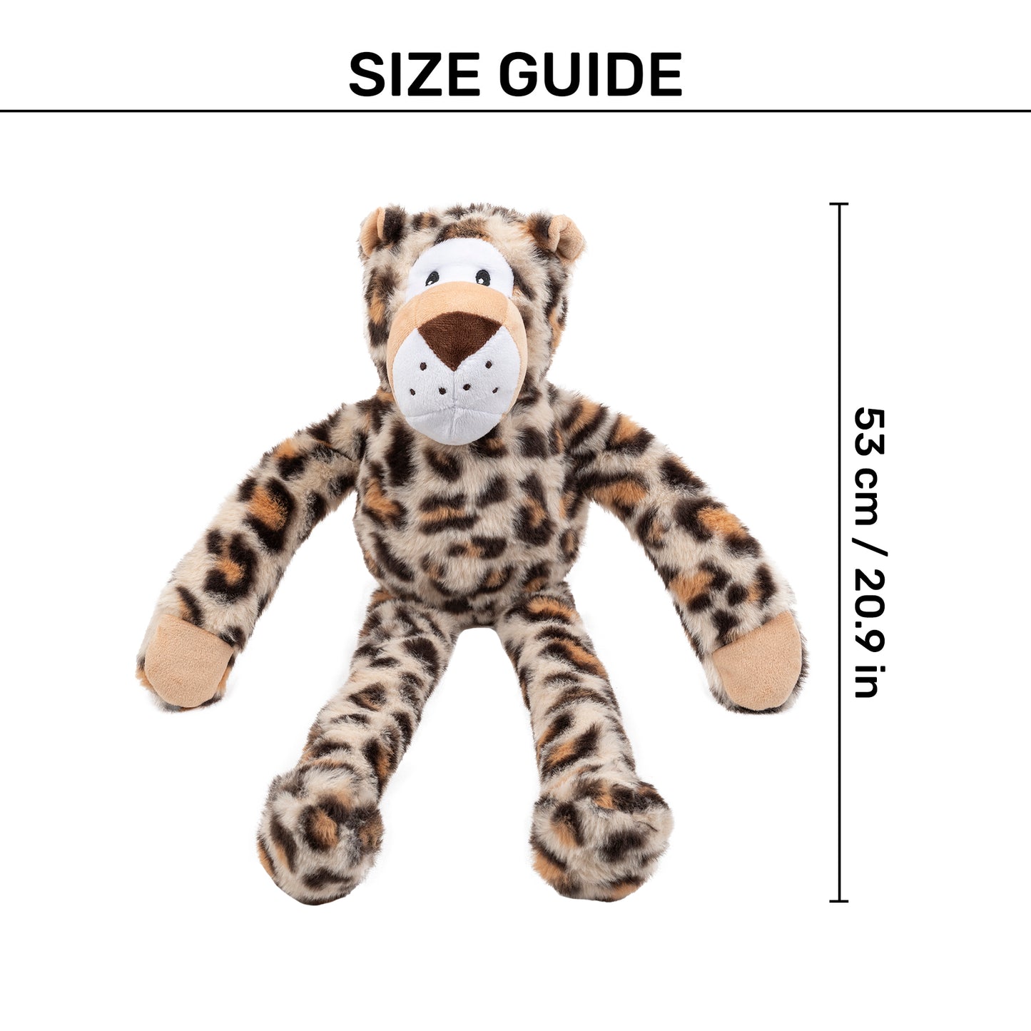 HUFT Leo Leopard Squeaky Plush Toy For Dog - Beige - Heads Up For Tails