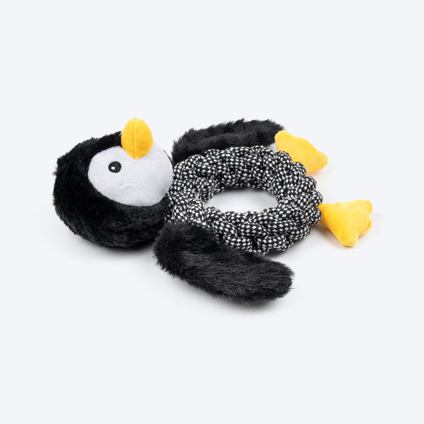 HUFT Pengu Penguin Squeaky Tug Plush Toy For Dog - Black & White - Heads Up For Tails