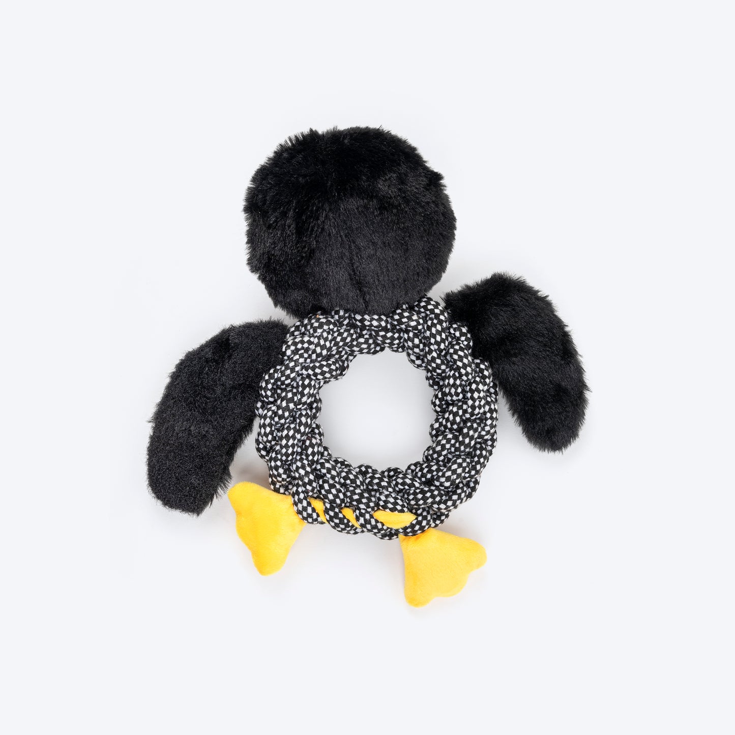 HUFT Pengu Penguin Squeaky Tug Plush Toy For Dog - Black & White - Heads Up For Tails