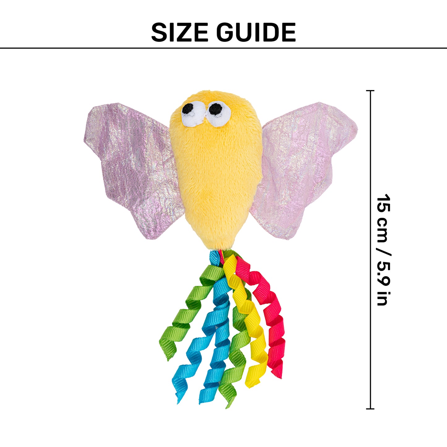 HUFT Mister Flutter Plush Toy With Catnip For Cat - Multicolor - Heads Up For Tails
