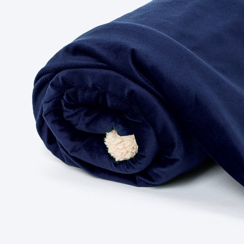 HUFT Personalised Luxe Velvet Blanket For Dog & Cat - Dark Navy - Heads Up For Tails
