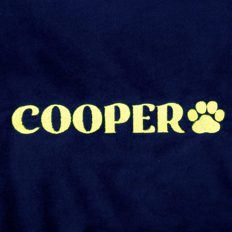 HUFT Personalised Luxe Velvet Blanket For Dog & Cat - Dark Navy - Heads Up For Tails