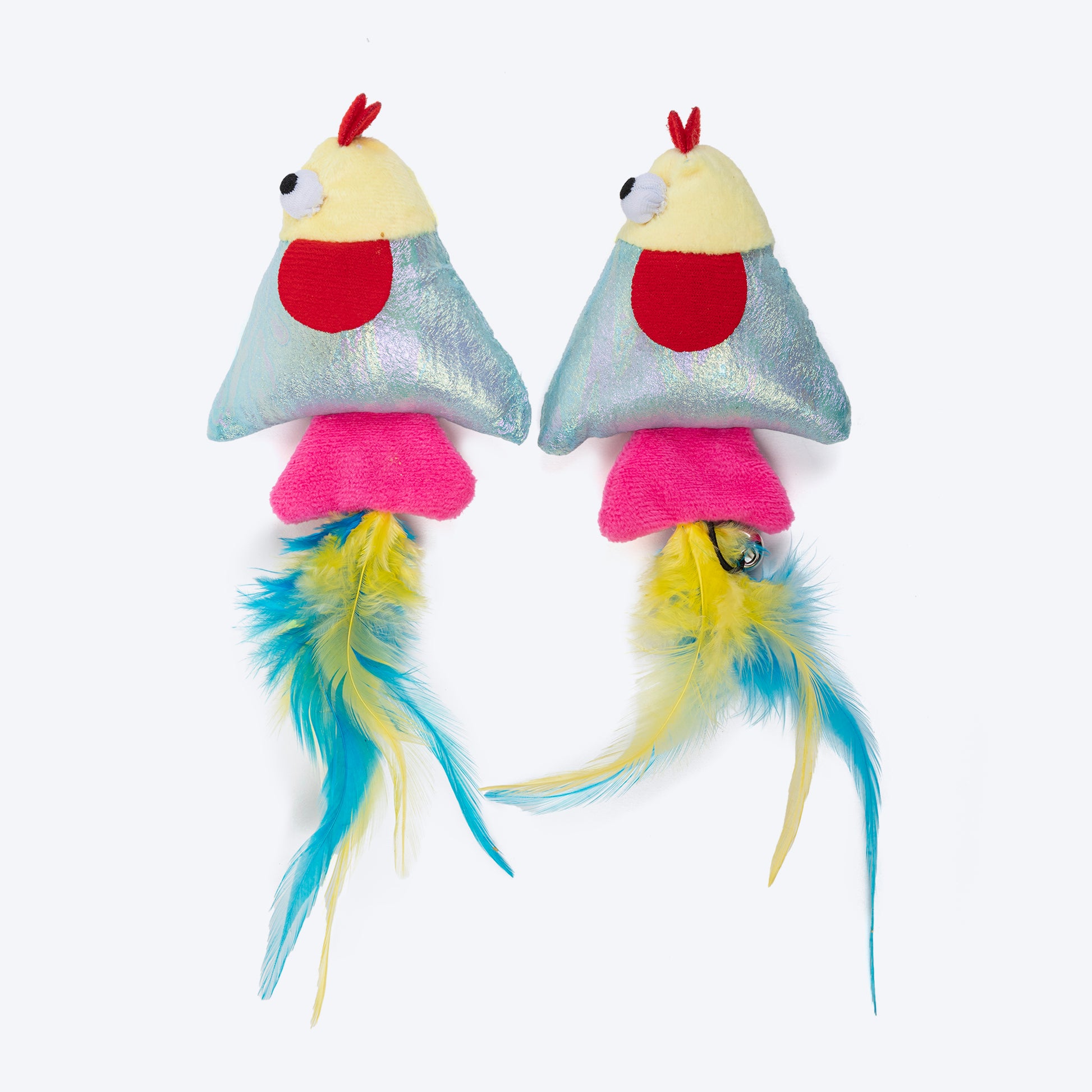 HUFT Chipper Chirpers Plush Toy With Catnip For Cat - Multicolor - Set Of 2 - Heads Up For Tails
