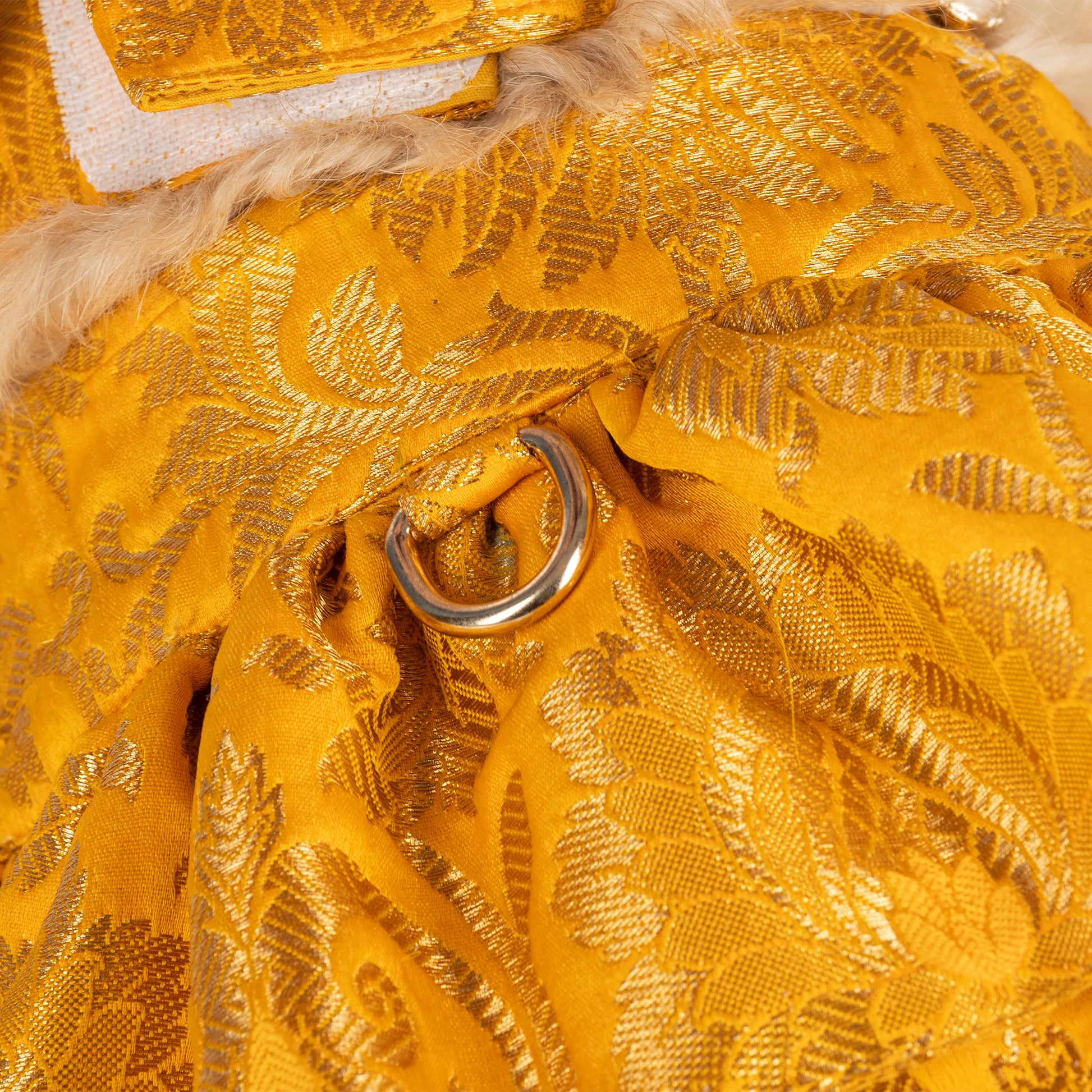 HUFT Customised Zari Paw Blossom Brocade Lehenga Choli Set For Dog & Cat - Yellow - Heads Up For Tails