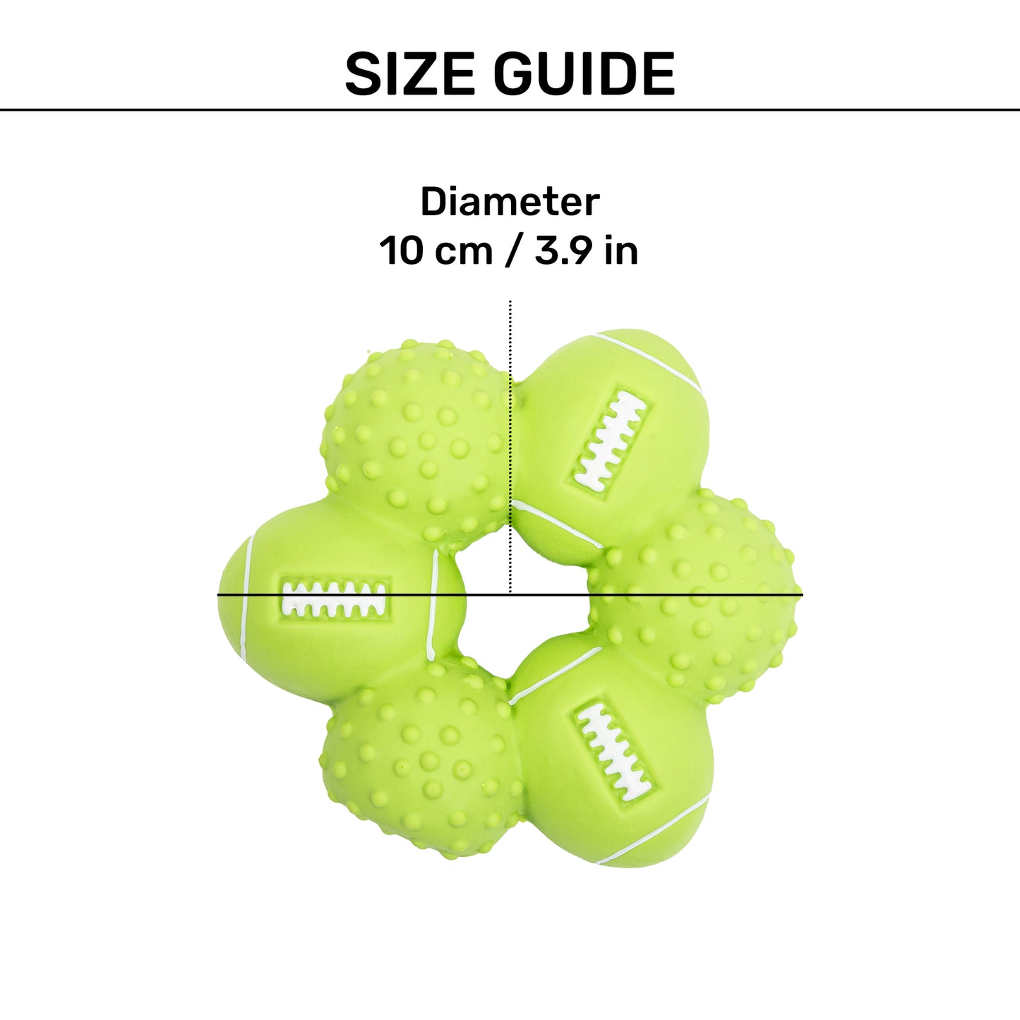 TLC Ring Of Balls Squeaky Chew Toy For Dog - Green - Heads Up For Tails