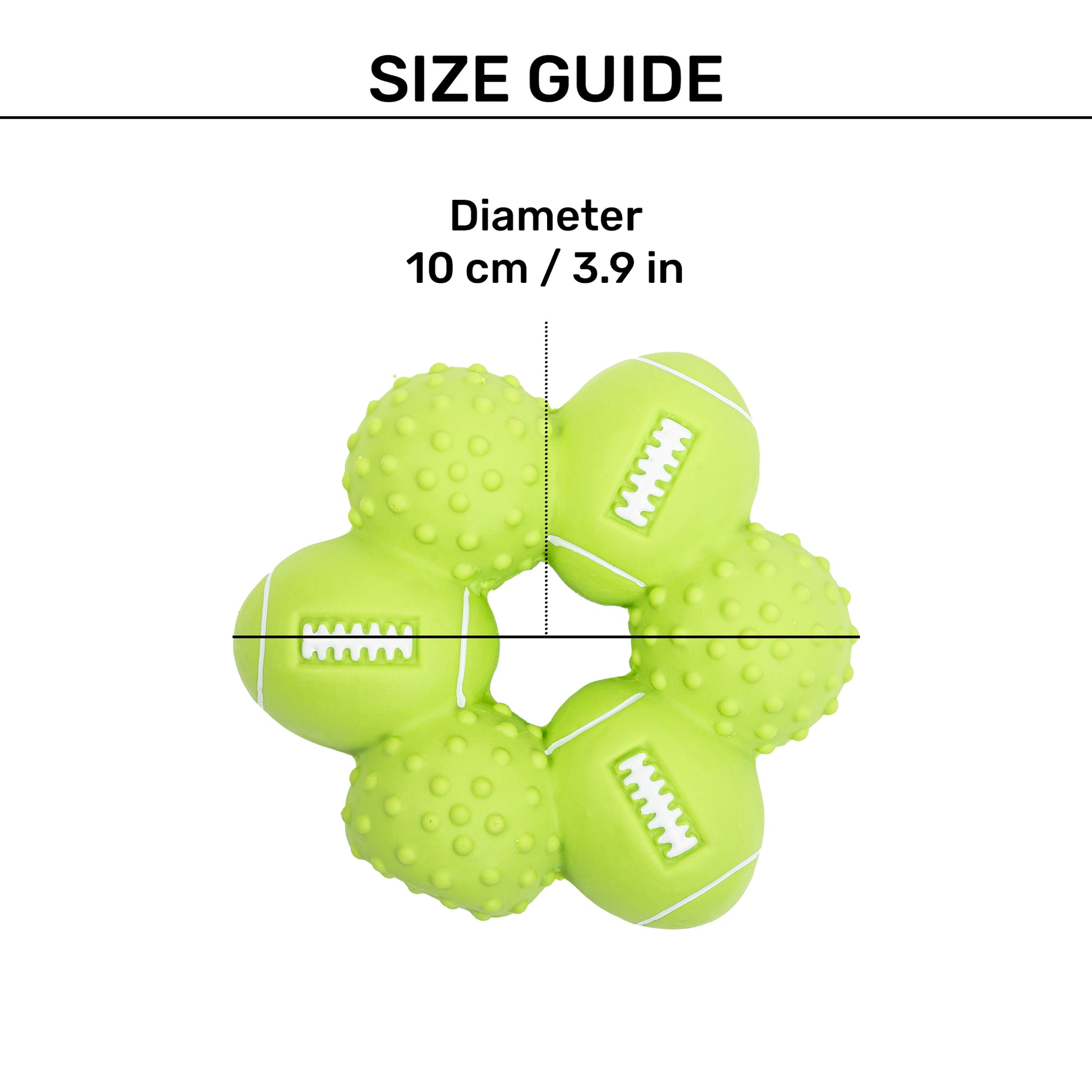 TLC Ring Of Balls Squeaky Chew Toy For Dog - Green - Heads Up For Tails