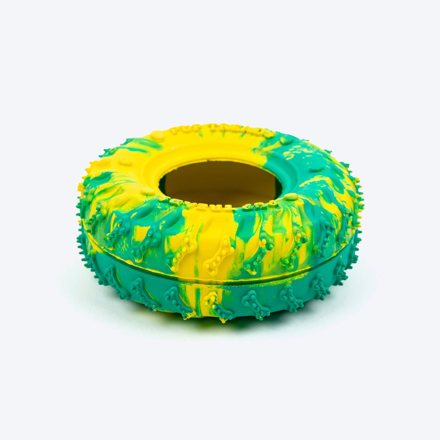HUFT Chewtastic Woofy Wheelie Chew Toy For Dog - Green & Yellow - Heads Up For Tails