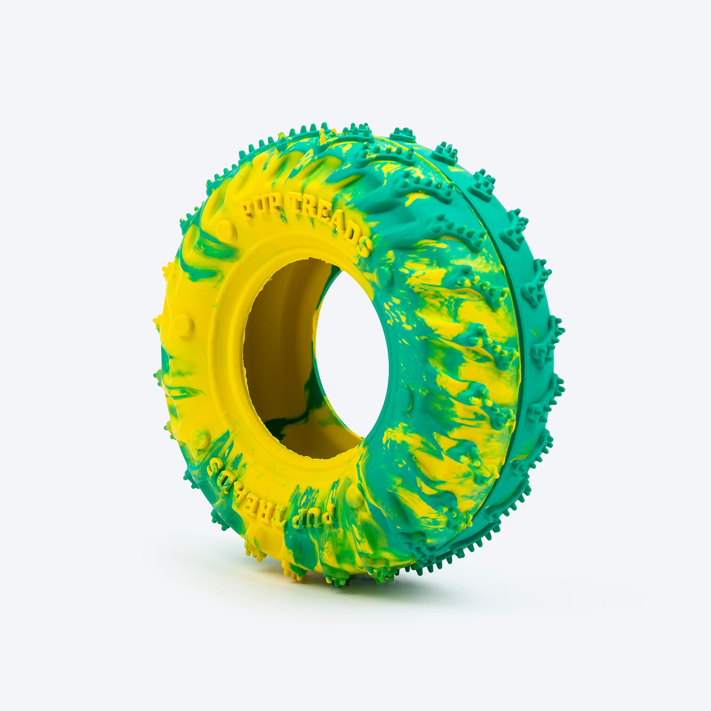 HUFT Chewtastic Woofy Wheelie Chew Toy For Dog - Green & Yellow - Heads Up For Tails