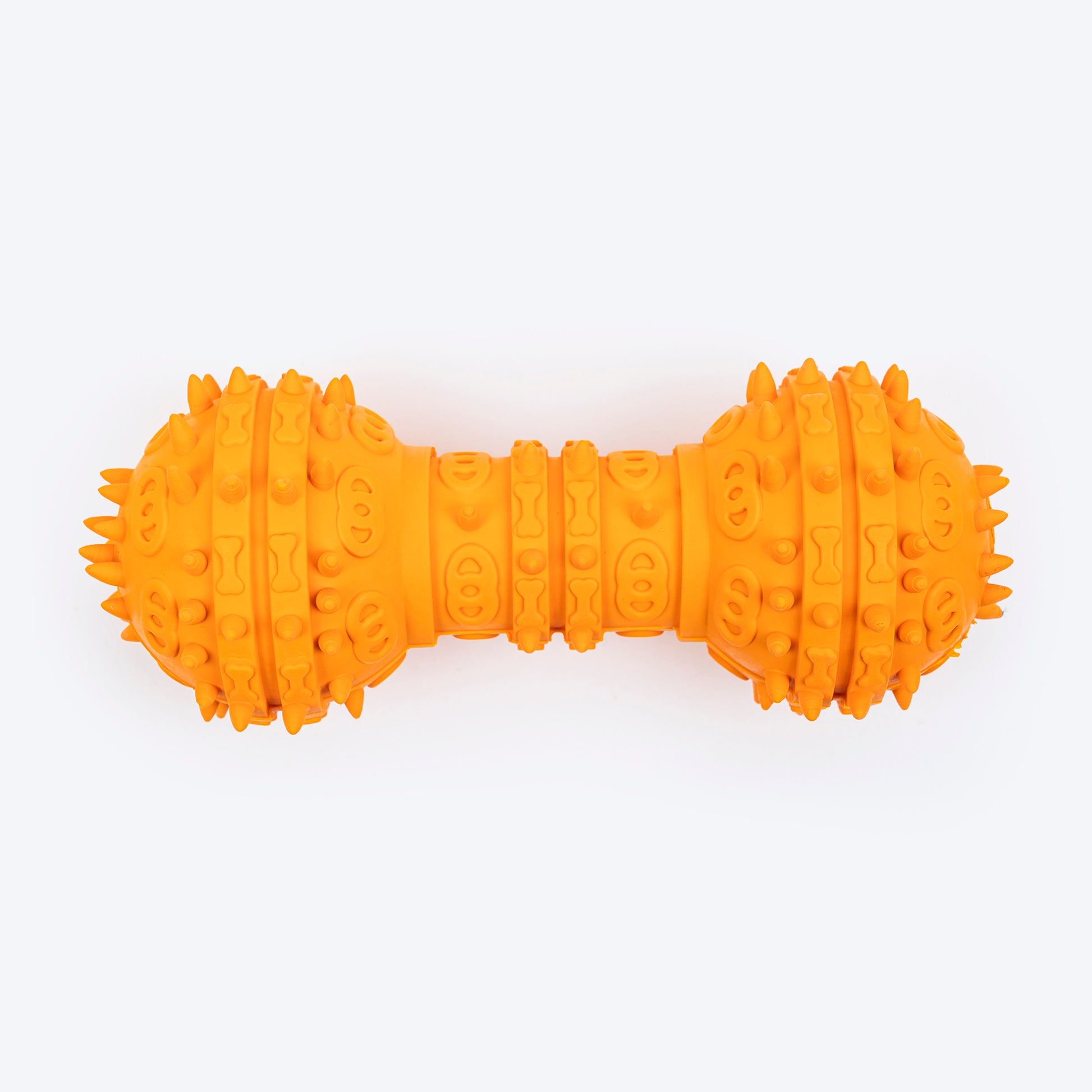 TLC Spiky Dumbbell Squeaky Chew Toy For Dog - Orange - Heads Up For Tails