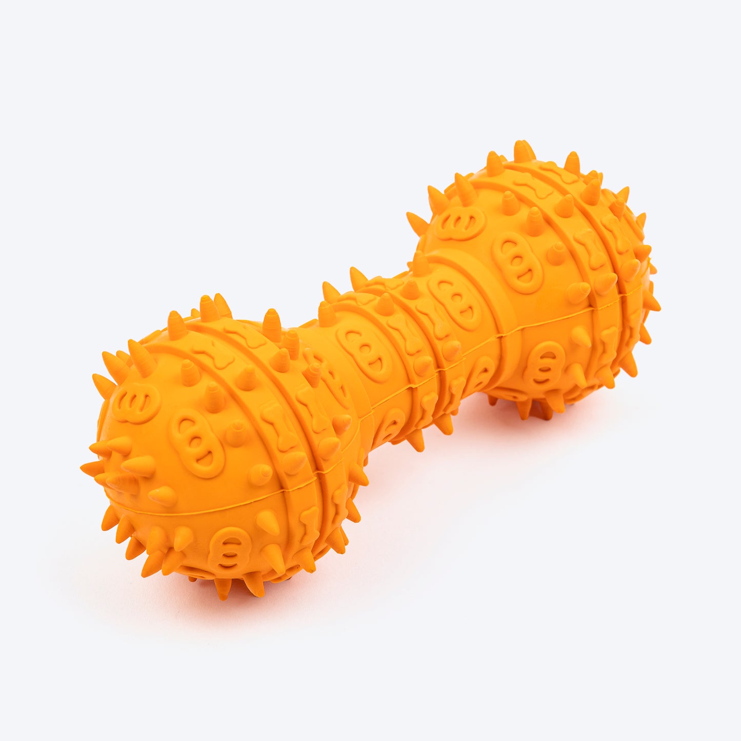 TLC Spiky Dumbbell Squeaky Chew Toy For Dog - Orange - Heads Up For Tails