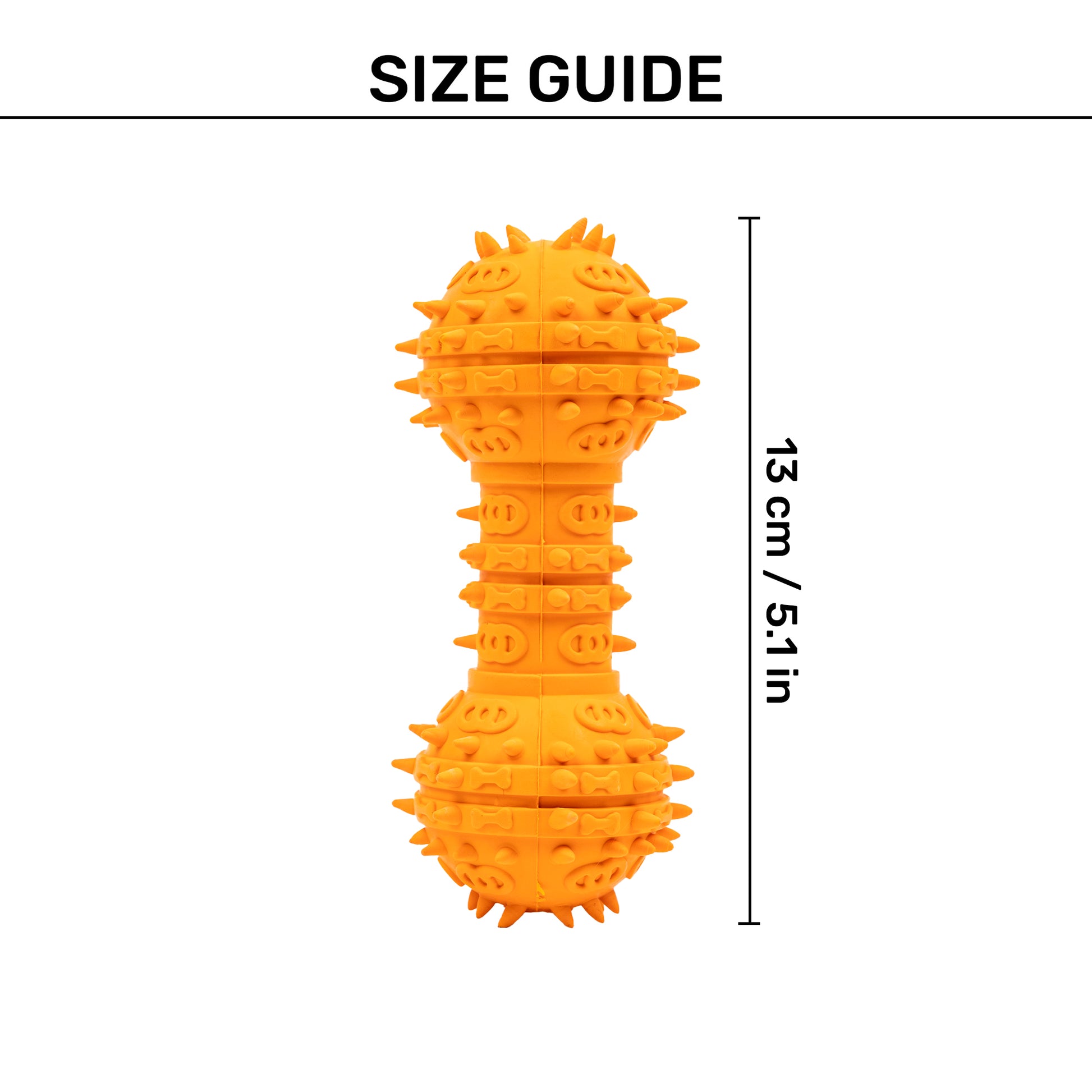 TLC Spiky Dumbbell Squeaky Chew Toy For Dog - Orange - Heads Up For Tails