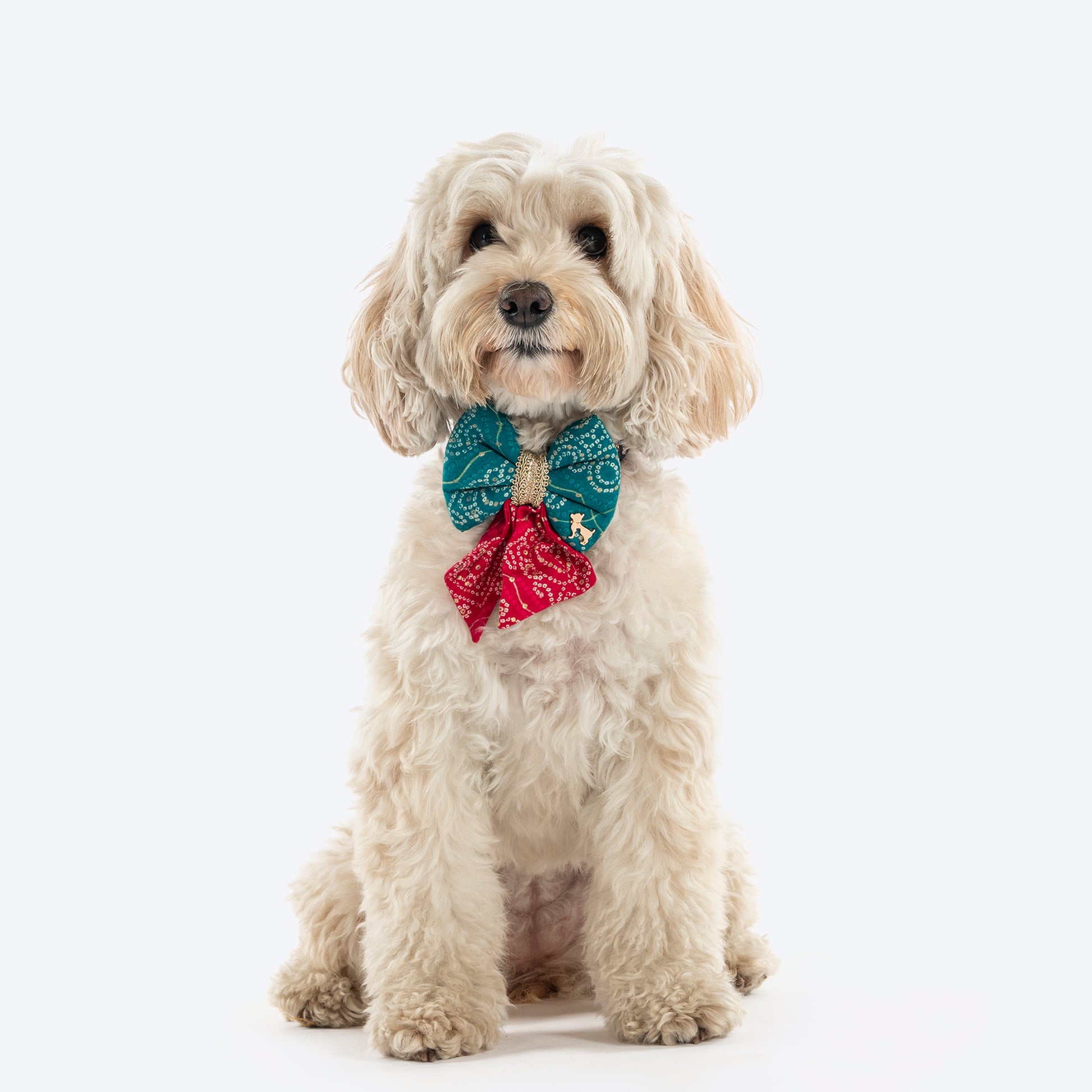 HUFT Rang Biranga Bow Tie For Dog - Green & Pink - Heads Up For Tails