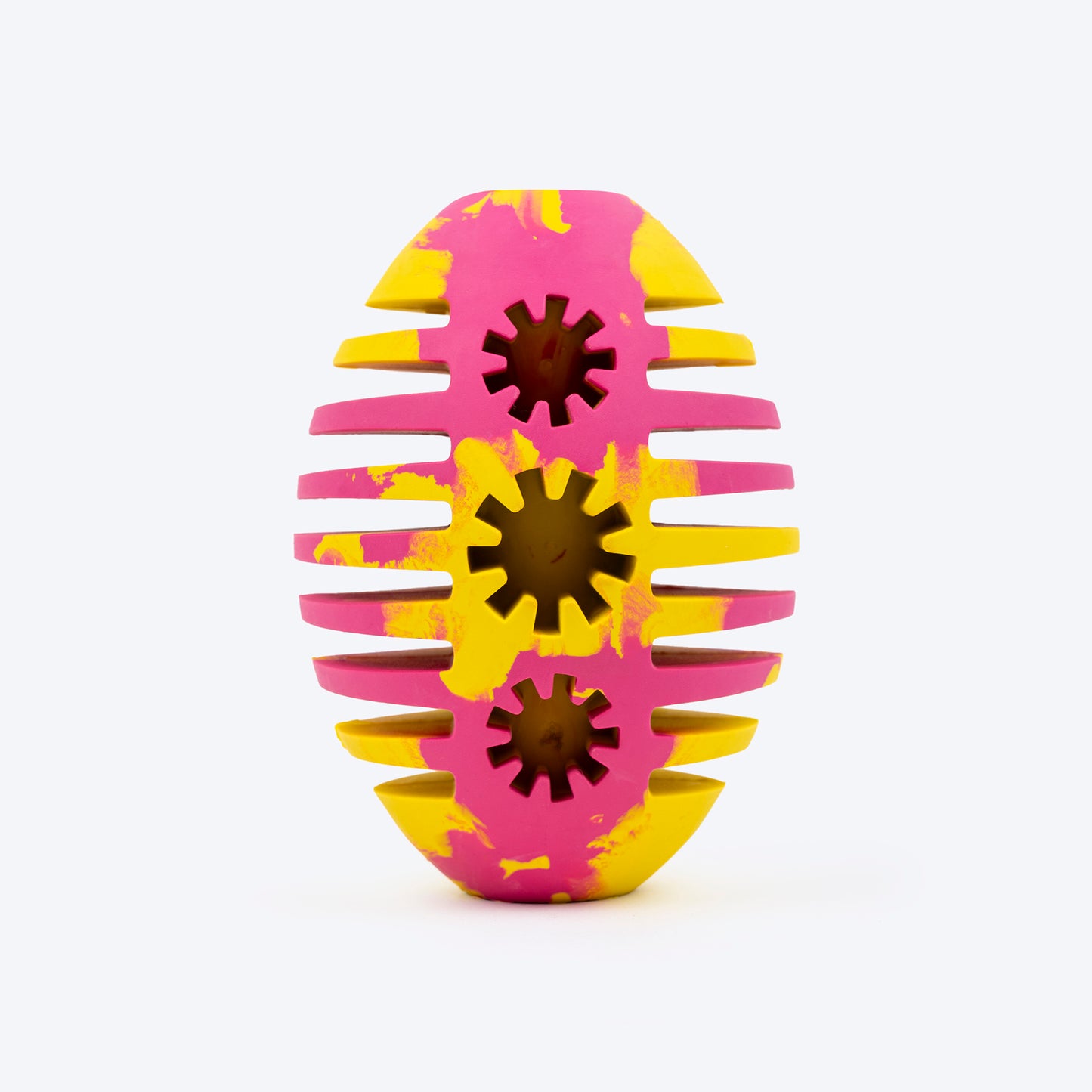HUFT Ruff Rugby Ball Chew Toy For Dog - Pink & Yellow - Heads Up For Tails