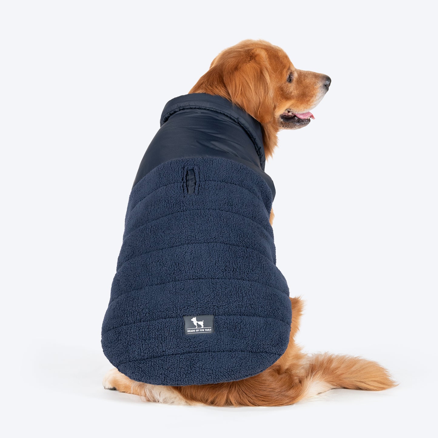 HUFT Cozy Snuggles Puffer Fur Dog Jacket - Navy Blue - Heads Up For Tails