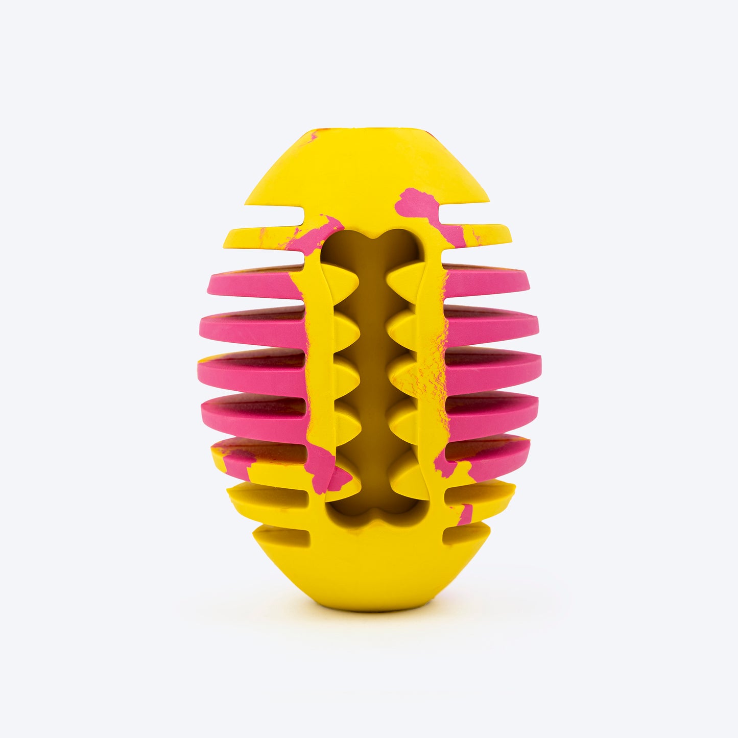 HUFT Ruff Rugby Ball Chew Toy For Dog - Pink & Yellow - Heads Up For Tails