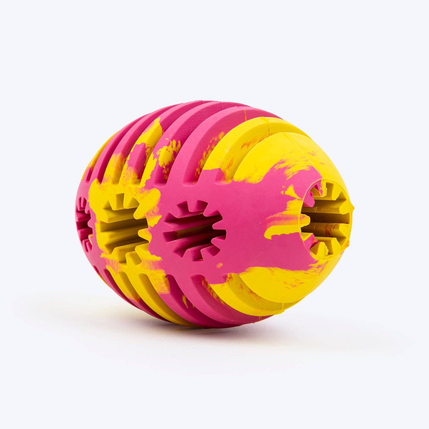 HUFT Ruff Rugby Ball Chew Toy For Dog - Pink & Yellow - Heads Up For Tails