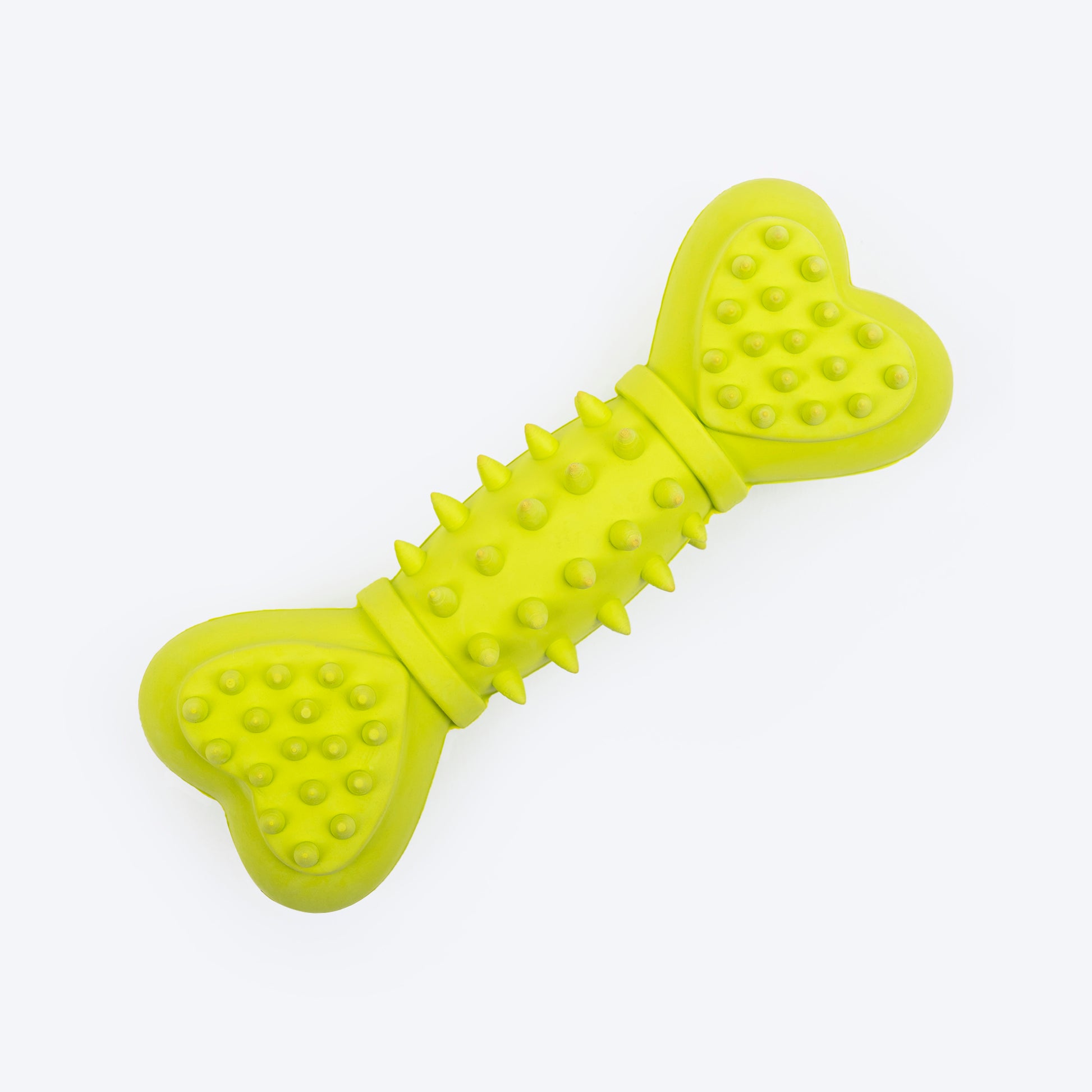 TLC Spiky Heart Bone Squeaky Chew Toy For Dog - Green - Heads Up For Tails