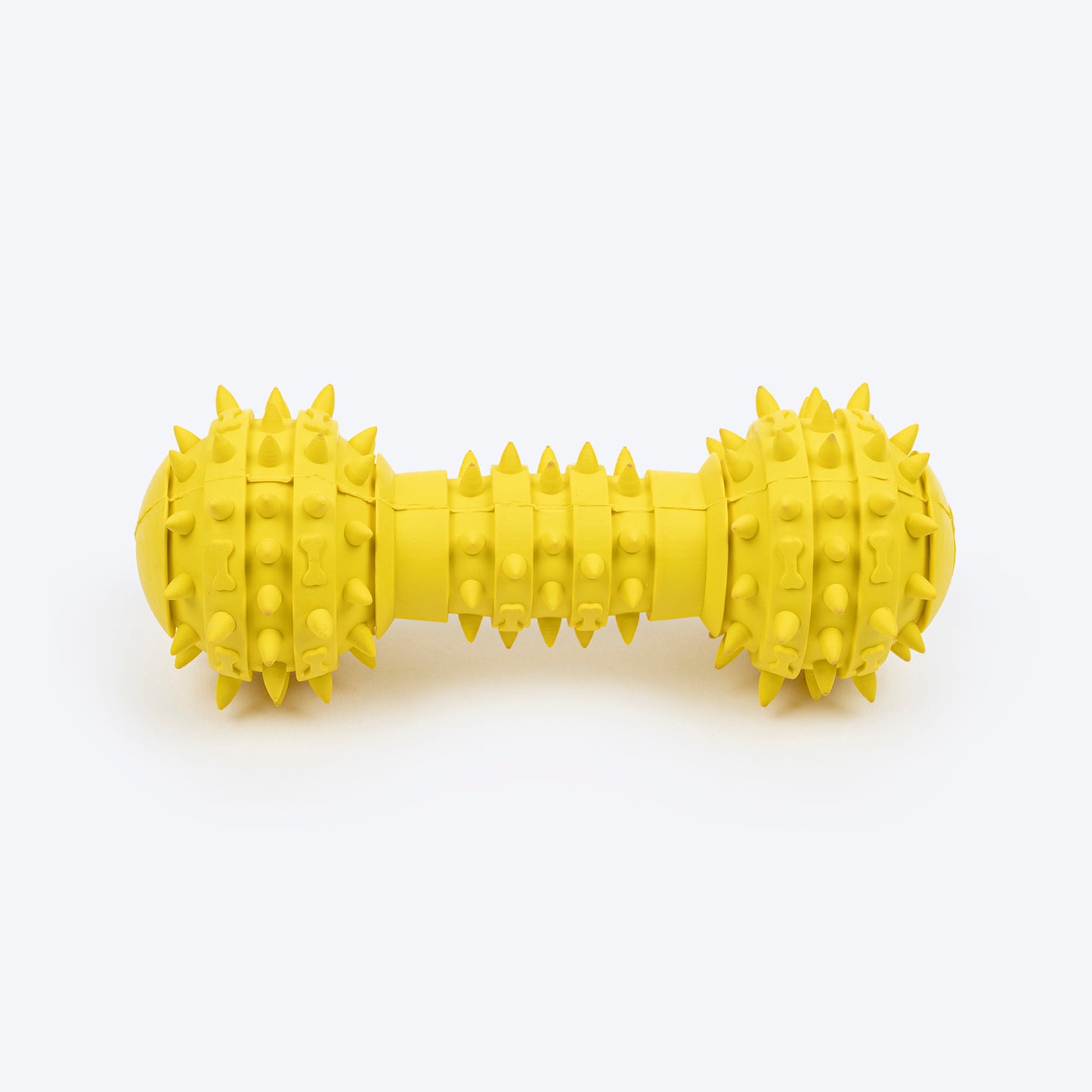 TLC Spiky Dumbbell Squeaky Chew Toy For Dog - Yellow - Heads Up For Tails