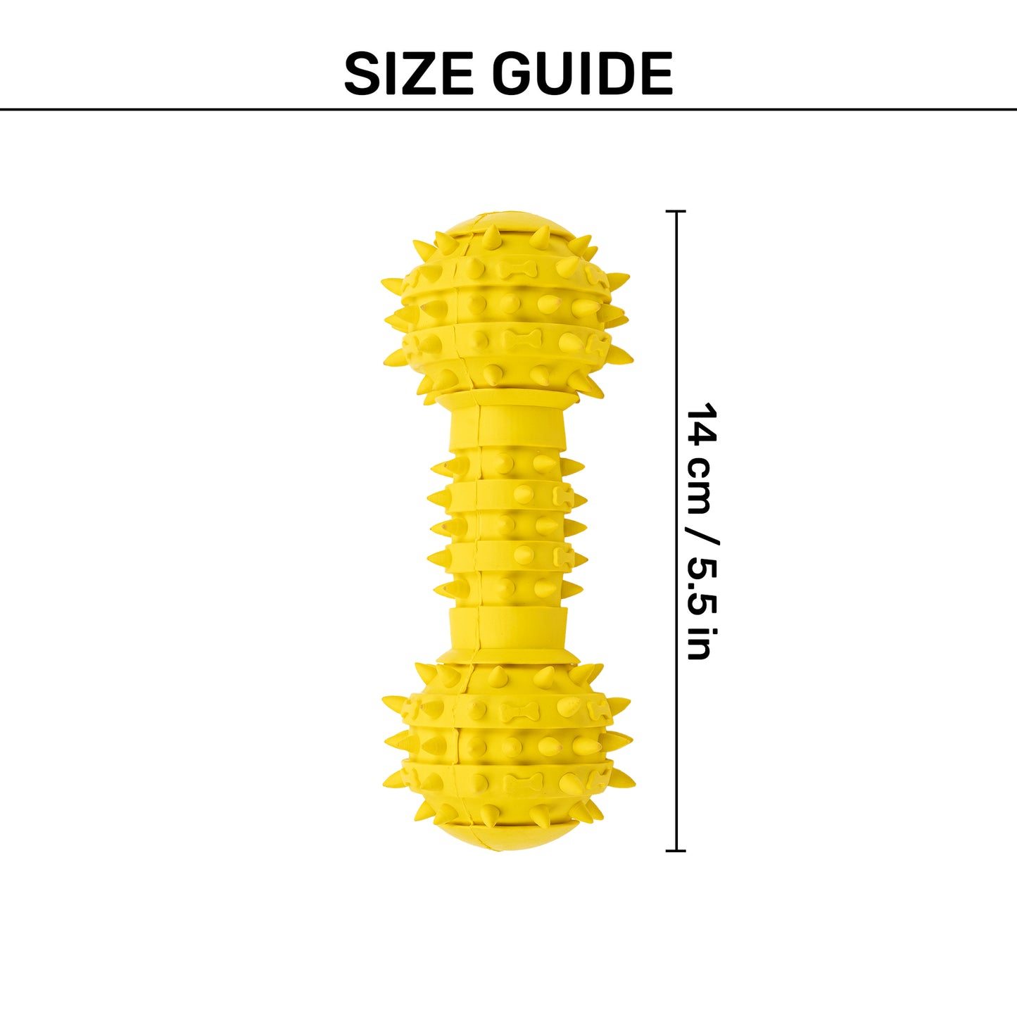 TLC Spiky Dumbbell Squeaky Chew Toy For Dog - Yellow - Heads Up For Tails