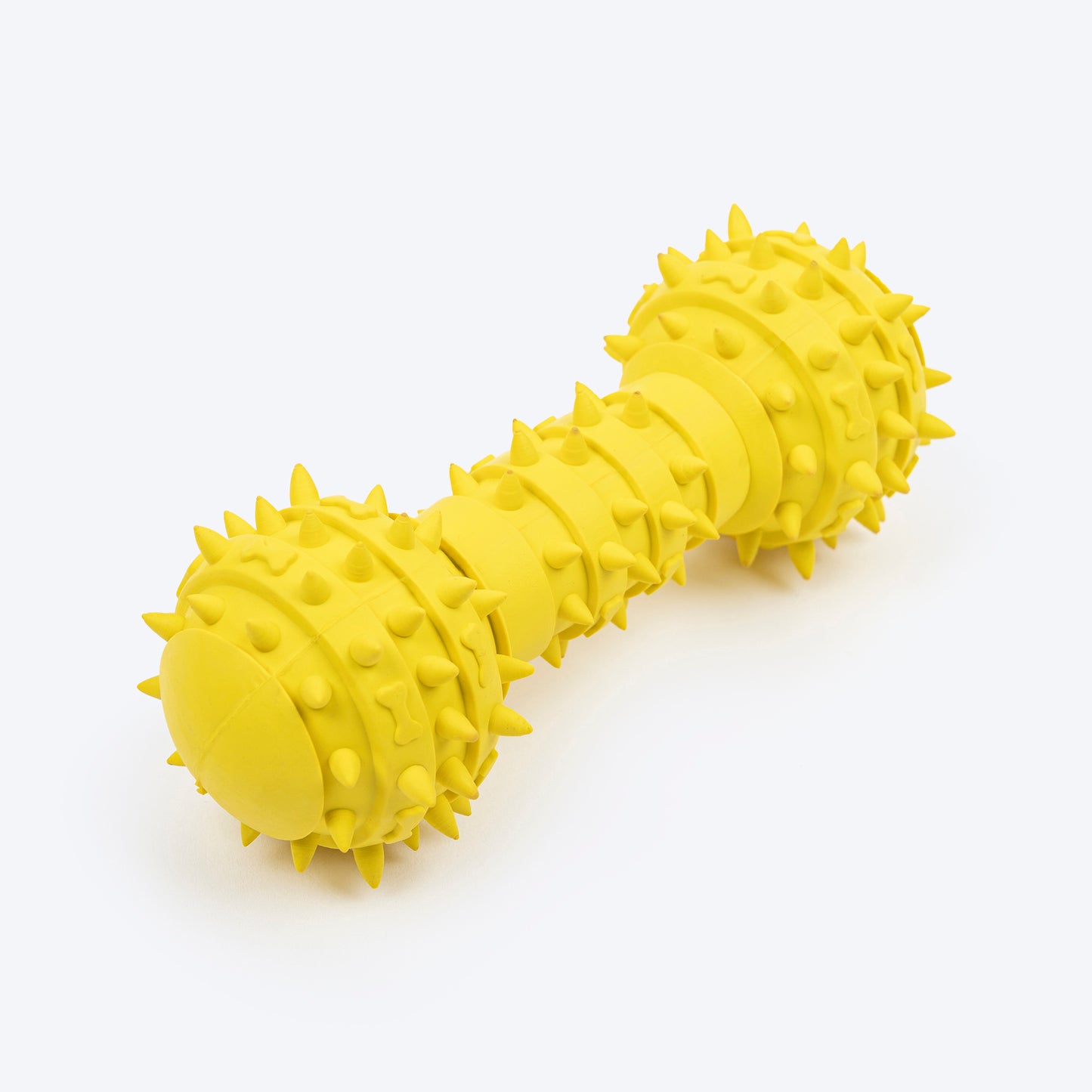TLC Spiky Dumbbell Squeaky Chew Toy For Dog - Yellow - Heads Up For Tails