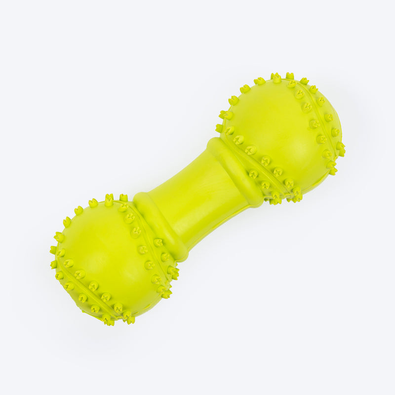 TLC Round Dumbbell Squeaky Chew Toy For Dog - Green - Heads Up For Tails