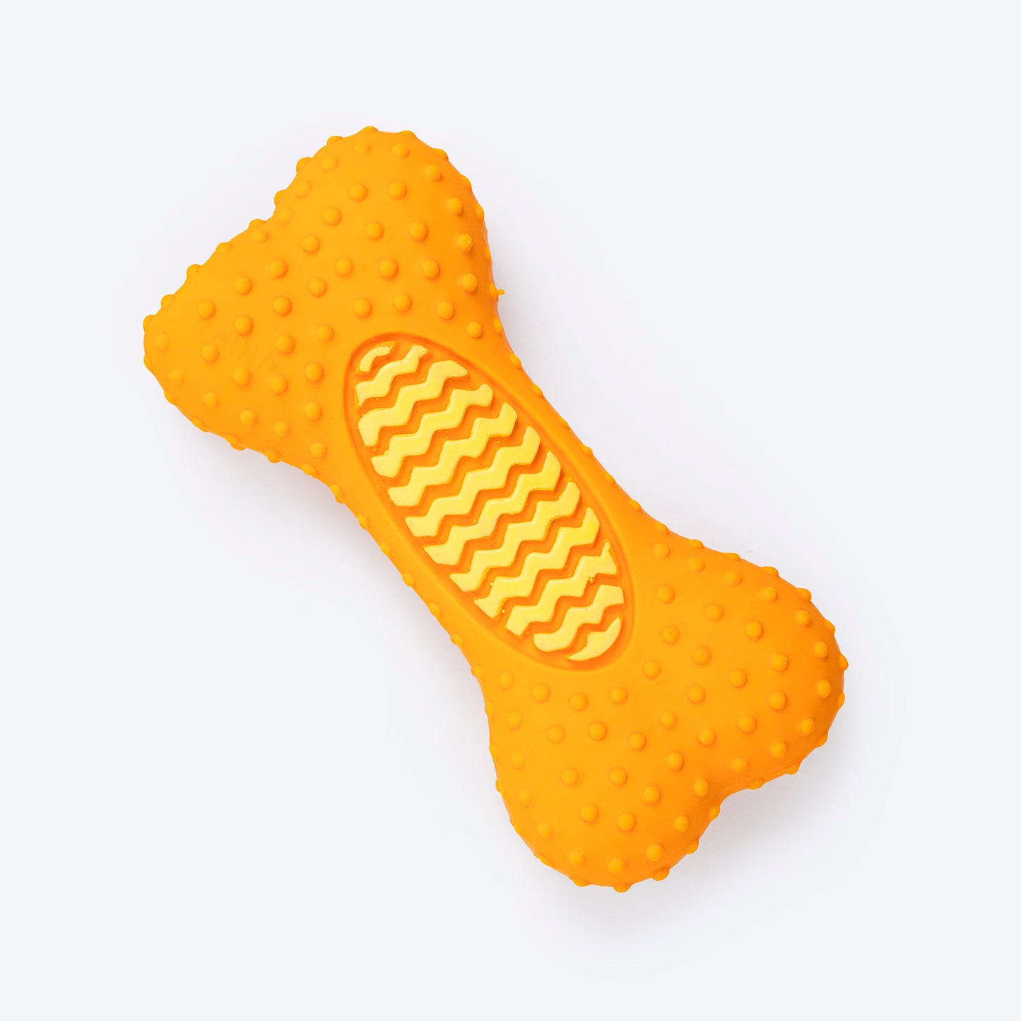 TLC Dotted Textured Dumbbell Squeaky Chew Toy For Dog - Orange - Heads Up For Tails