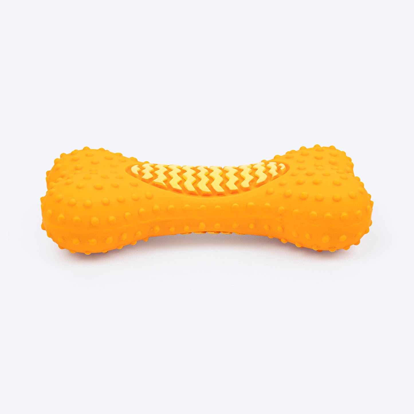 TLC Dotted Textured Dumbbell Squeaky Chew Toy For Dog - Orange - Heads Up For Tails