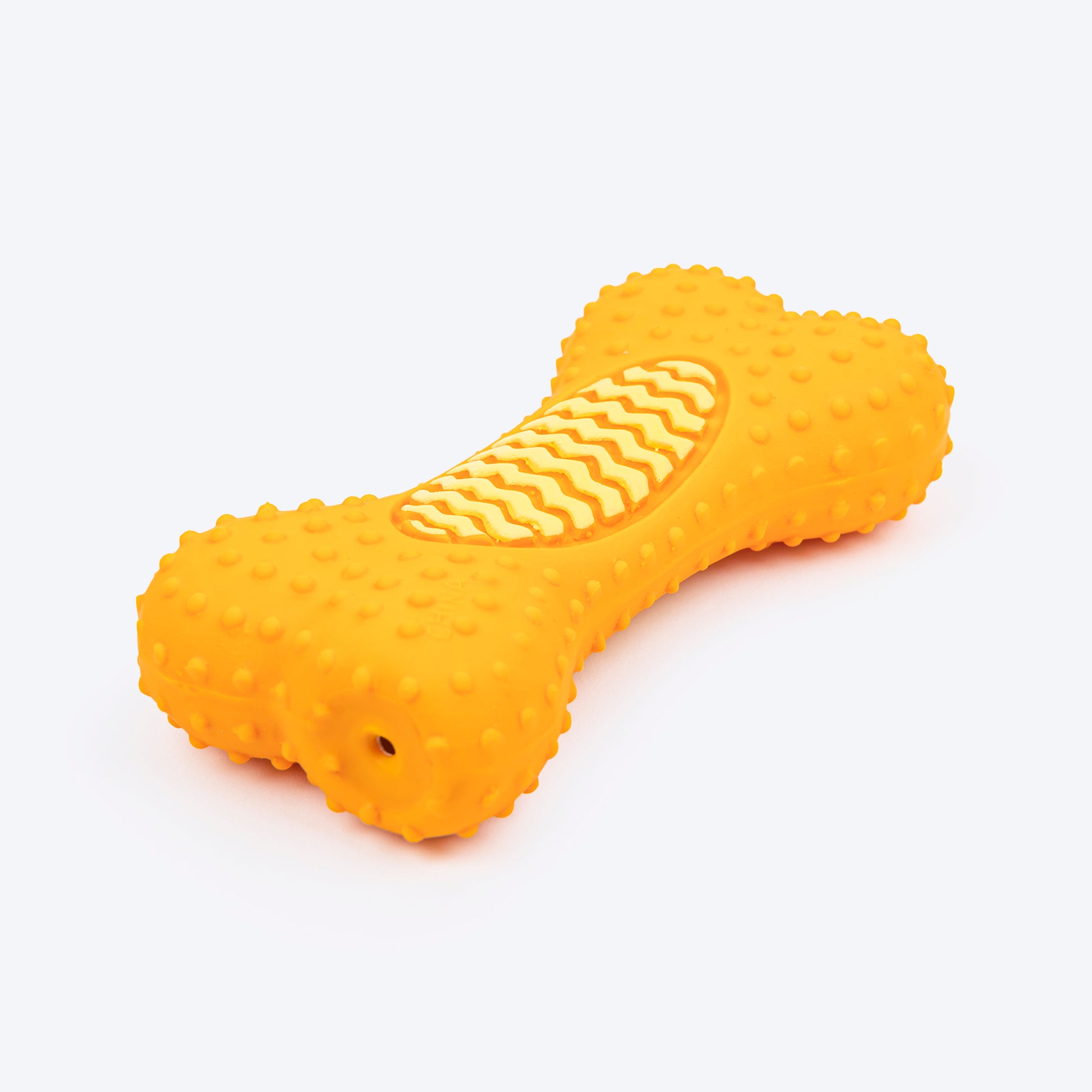TLC Dotted Textured Dumbbell Squeaky Chew Toy For Dog - Orange - Heads Up For Tails