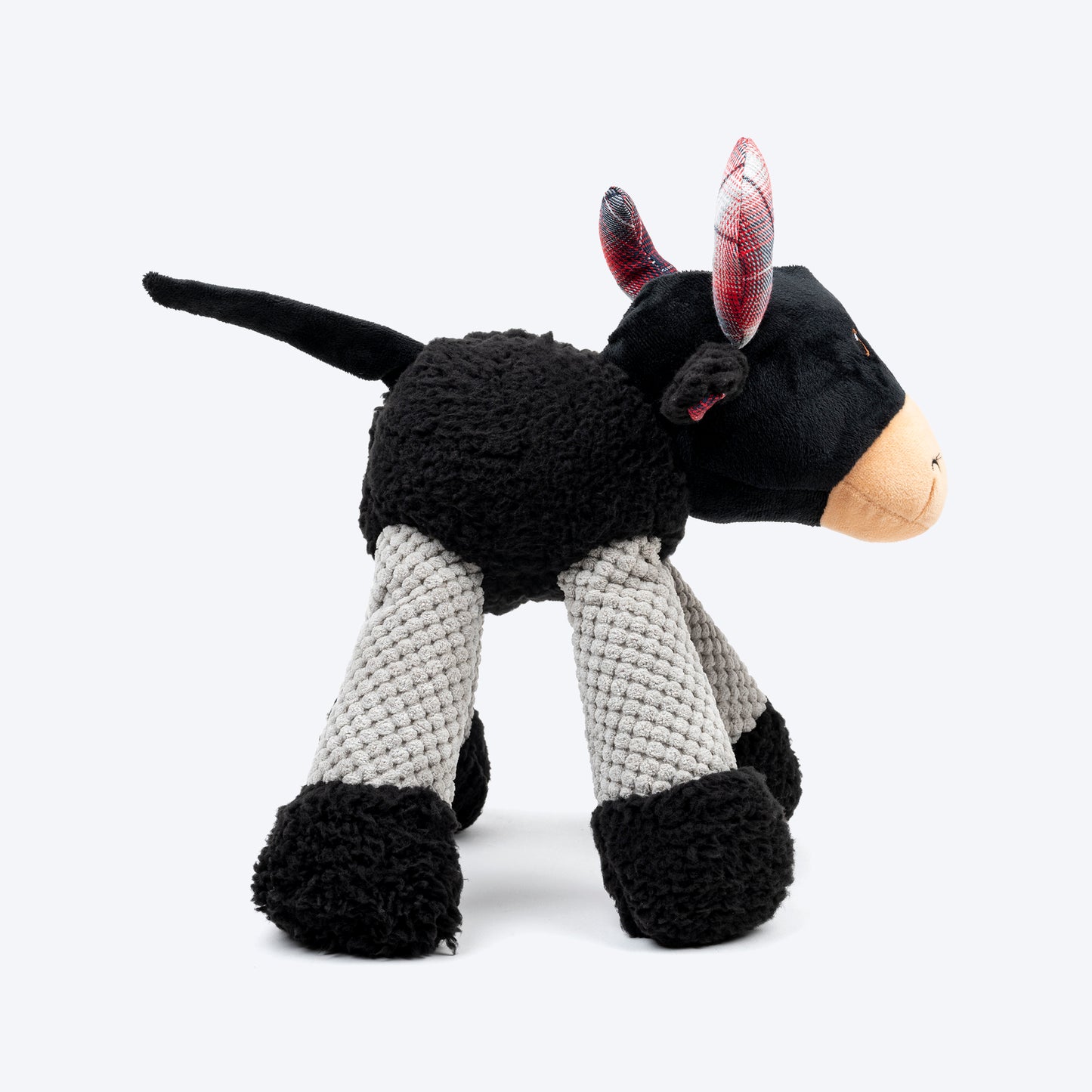 HUFT Bull Long-Legs Plush Toy For Dog - Black & Grey - Heads Up For Tails