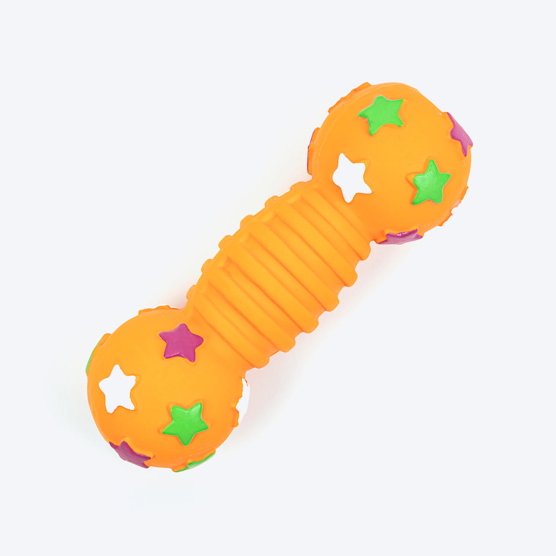 TLC Stary Dumbbell Squeaky Chew Toy For Dog - Orange - Heads Up For Tails