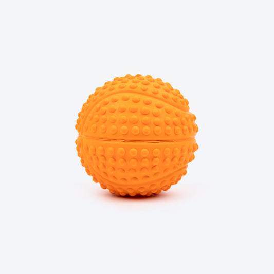 TLC Dotted Textured Ball Squeaky Chew Toy For Dog - Orange - Heads Up For Tails
