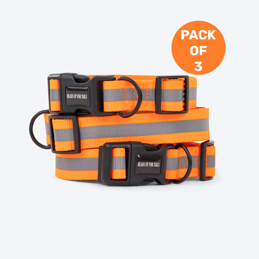 HUFT Foundation Reflective Dog Collar For Streeties - Pack Of 3 - Heads Up For Tails