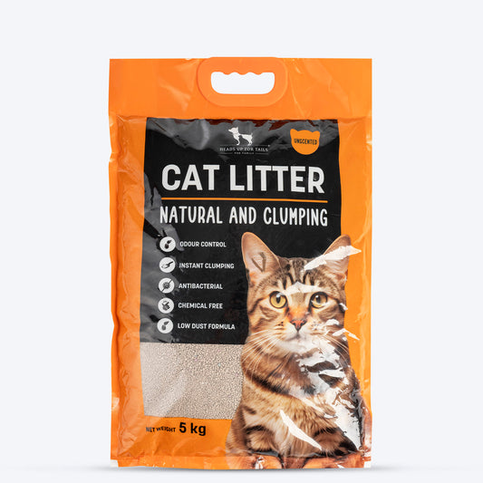 HUFT Cat Litter (Natural & Clumping) - Unscented - 5 kg - Heads Up For Tails