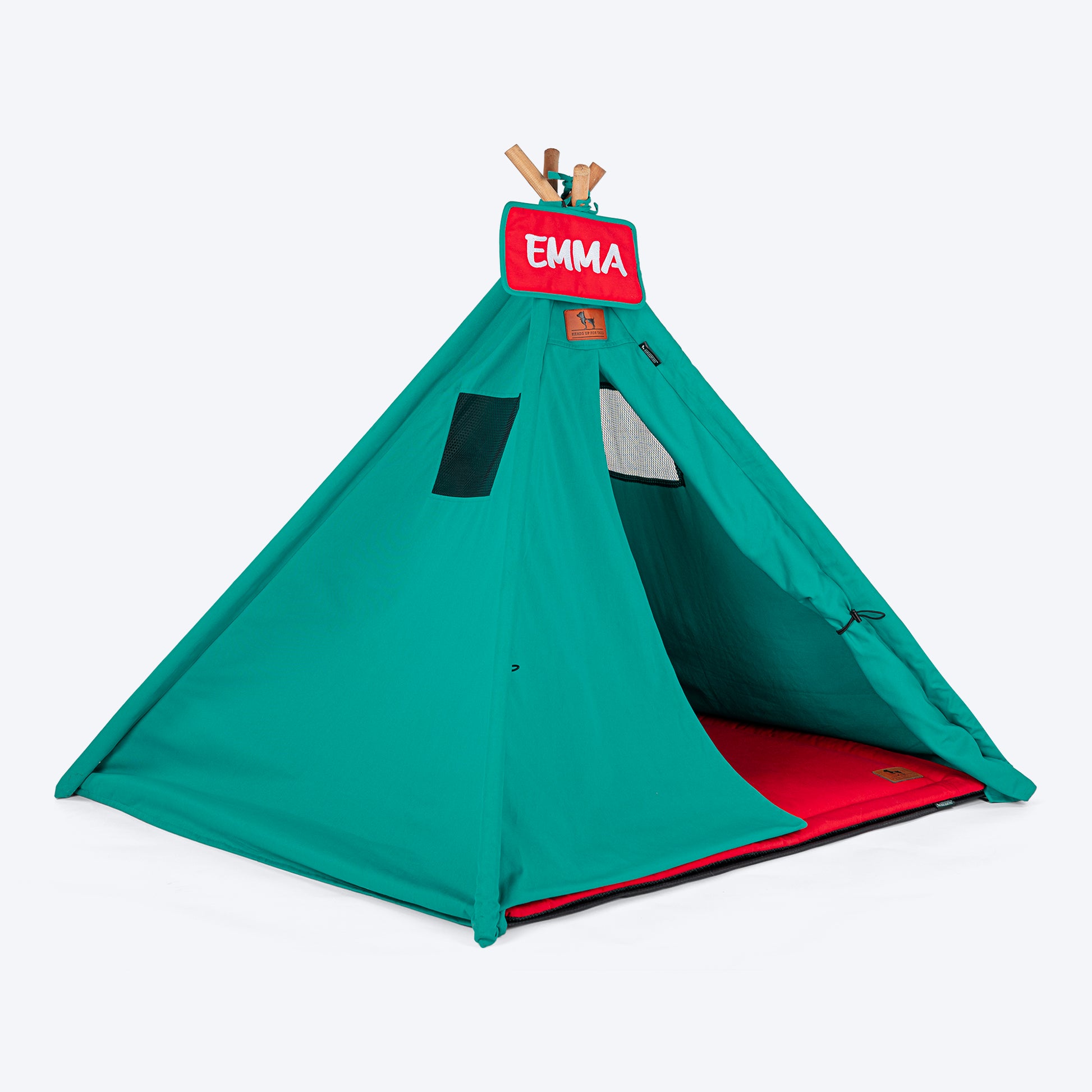 HUFT Personalised Teepee Tent For Dogs and Cats - Dynasty Green & Red - Heads Up For Tails