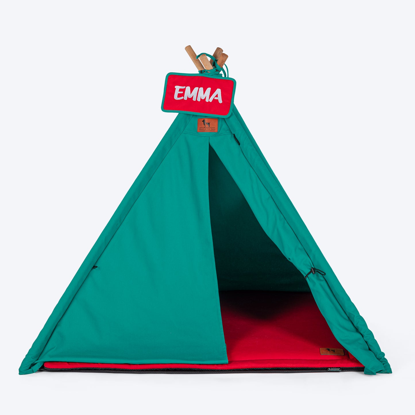 HUFT Personalised Teepee Tent For Dogs and Cats - Dynasty Green & Red - Heads Up For Tails