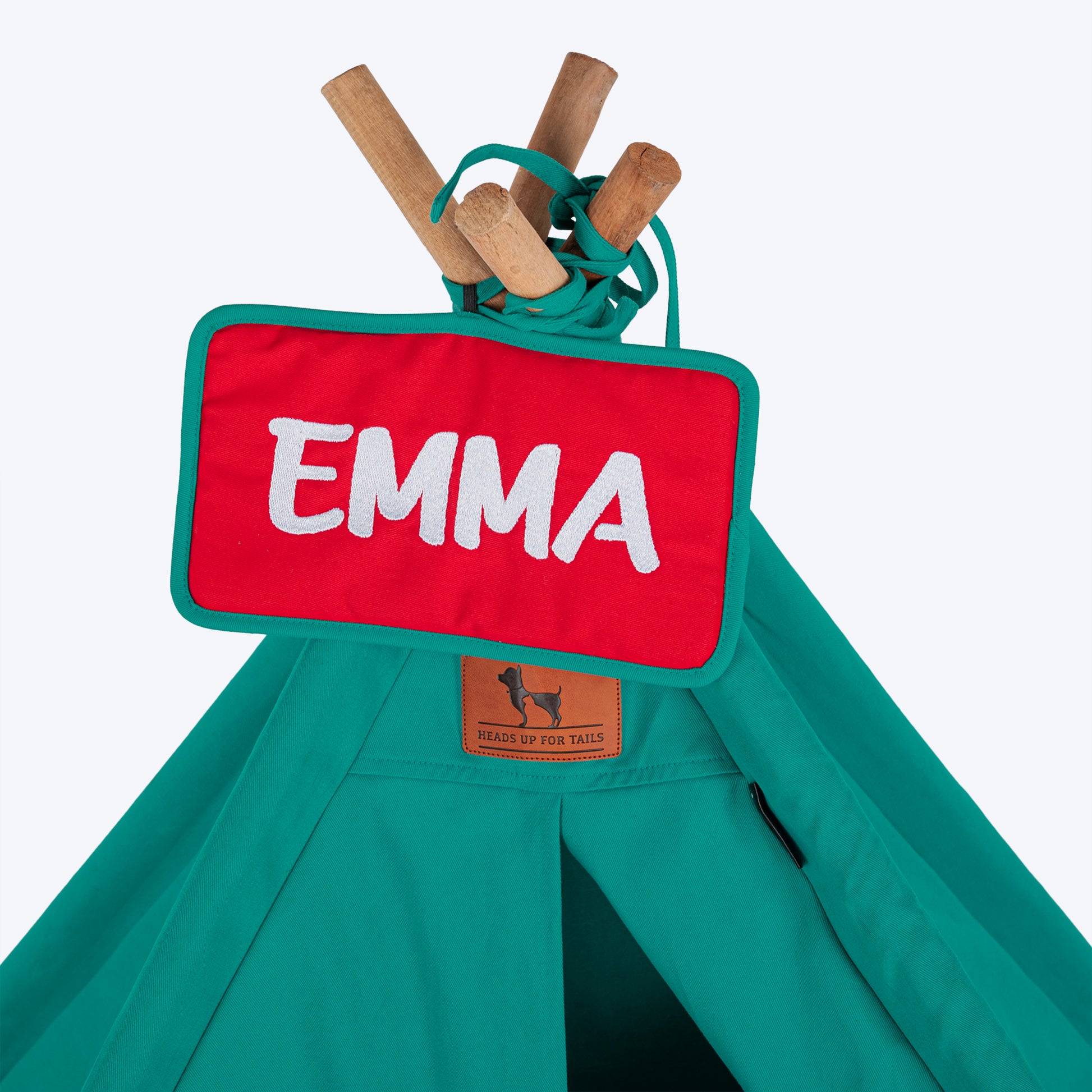 HUFT Personalised Teepee Tent For Dogs and Cats - Dynasty Green & Red - Heads Up For Tails