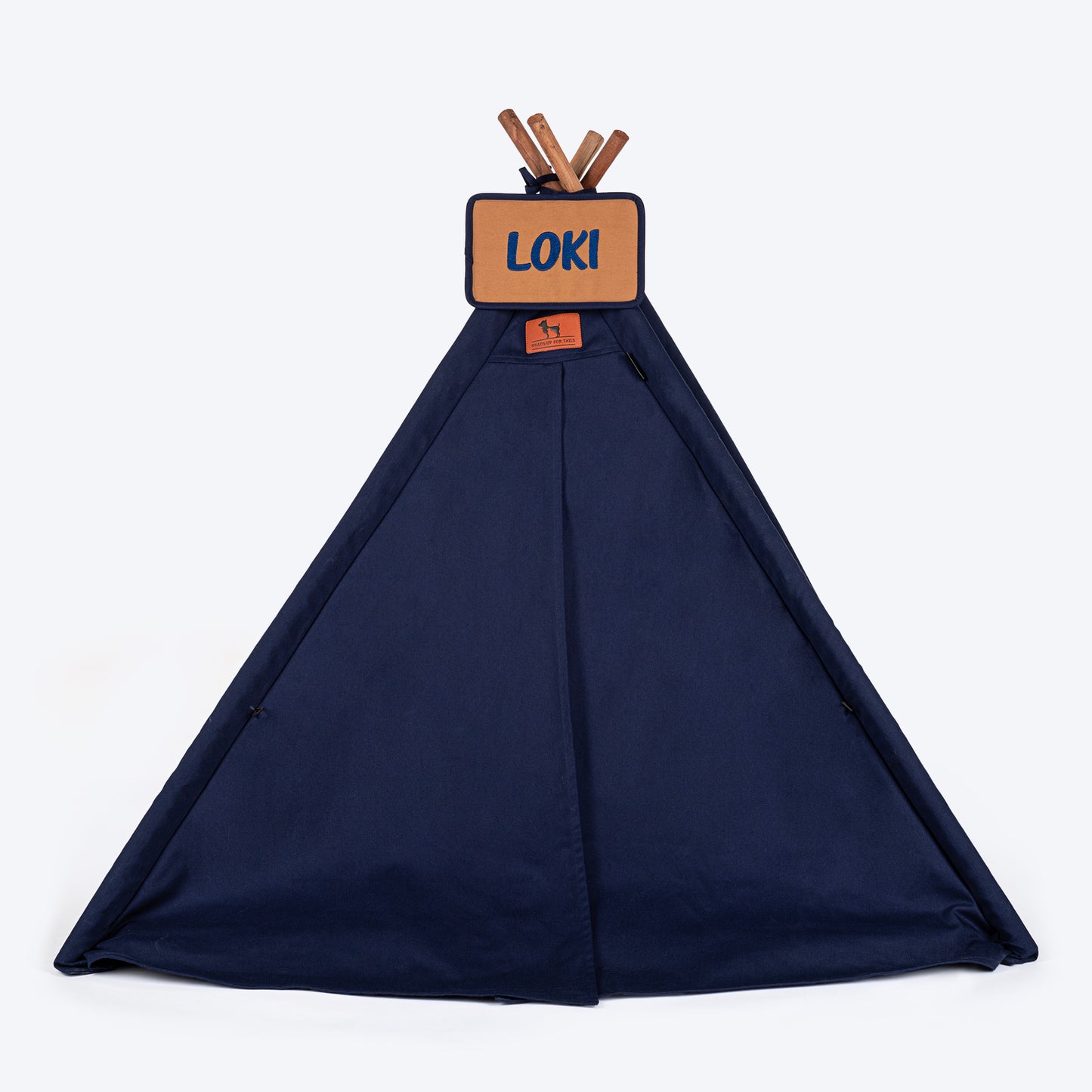 HUFT Personalised Teepee Tent For Dogs and Cats - Navy & Brown - Heads Up For Tails
