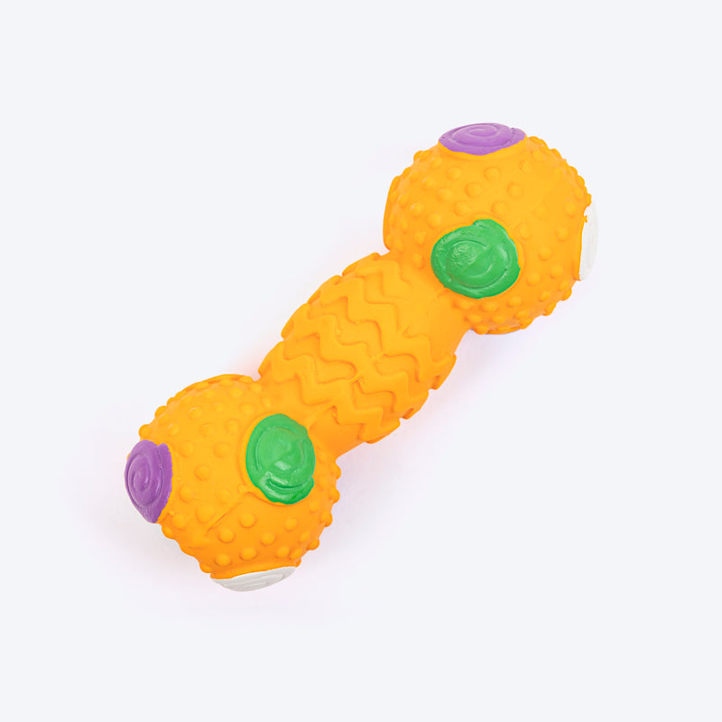 TLC Spiral Dumbbell Squeaky Chew Toy For Dog - Orange - Heads Up For Tails