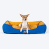 HUFT Classic Lounger Dog Bed - Blue & Mustard Yellow - Heads Up For Tails