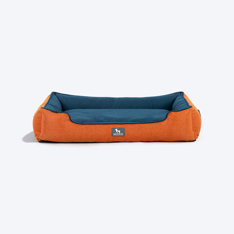 HUFT Rustic Retreat Dog Bed - Rust & Navy - Heads Up For Tails